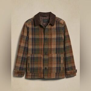Banana Republic Men's Plaid Jacket with Dark Brown Collar